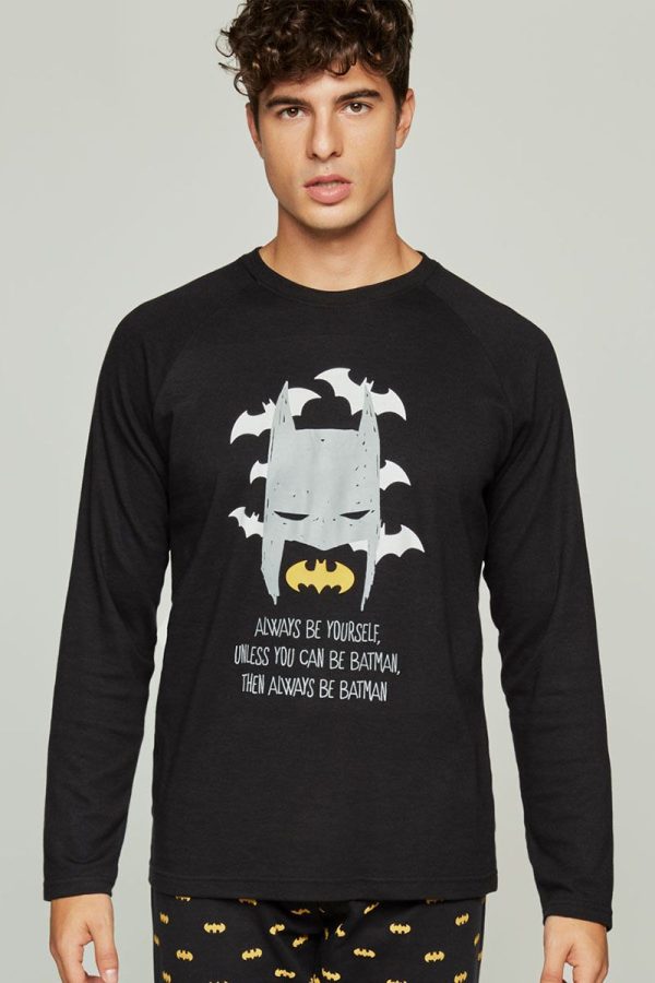 Set pijama 2 piese pentru bărbați, model Batman, Gisela 2-1857 Negru fata tricou