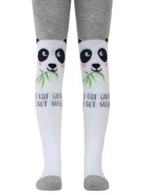 Ciorapi flaușați din bumbac cu model Panda, Conte Kids Sof-Tiki 531 Gri Alb