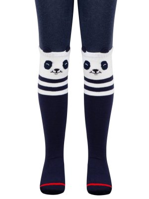 Ciorapi subțiri din bumbac cu model Panda, Conte Kids Tip-Top 562 Navy