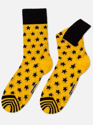 Șosete haioase cu model stele, DiWaRi Happy 137 galben