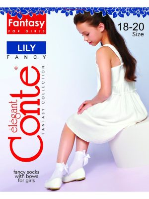 Șosete copii, cu fundiță decorativă, Lily model alb ambalaj